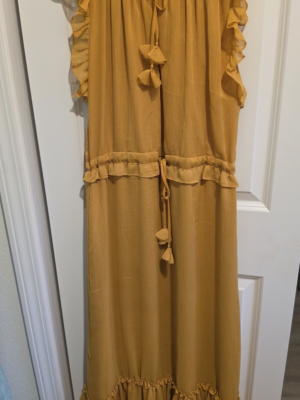 Womans Misa Of Los Angeles Ruffle Tie-Front Dress - Mustard Sz Small